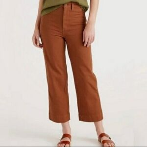 Quince The Cotton Twill Stretch Cropped Pant Rust Brown Wide Leg Chino